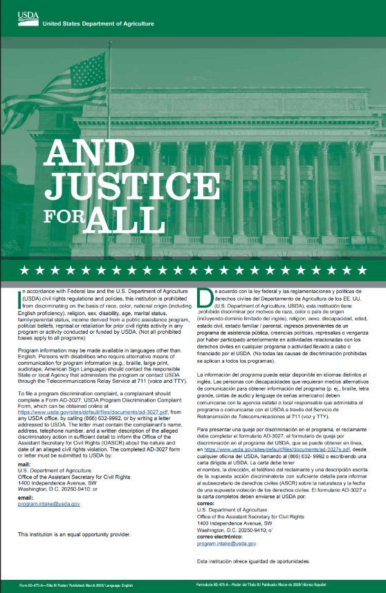 And Justice for All USDA Poster Thumbnail Image with text
